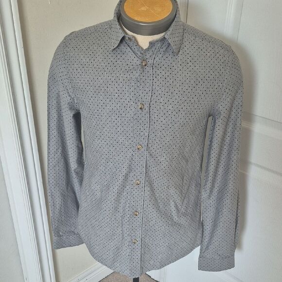 Ben Sherman Soho Slim Fit Charcoal Polka Dot Button Down Shirt - Picture 4 of 16